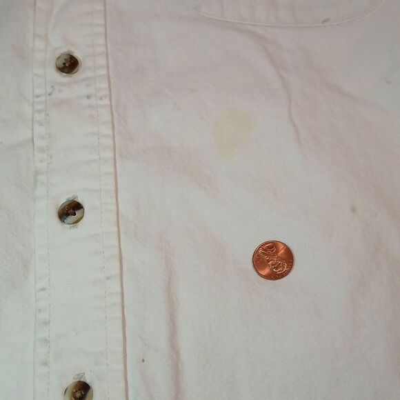 Blockbusters Loss Prevention VTG White Long Sleeve Button Up‎ Shirt Large/FLAW - Picture 8 of 13